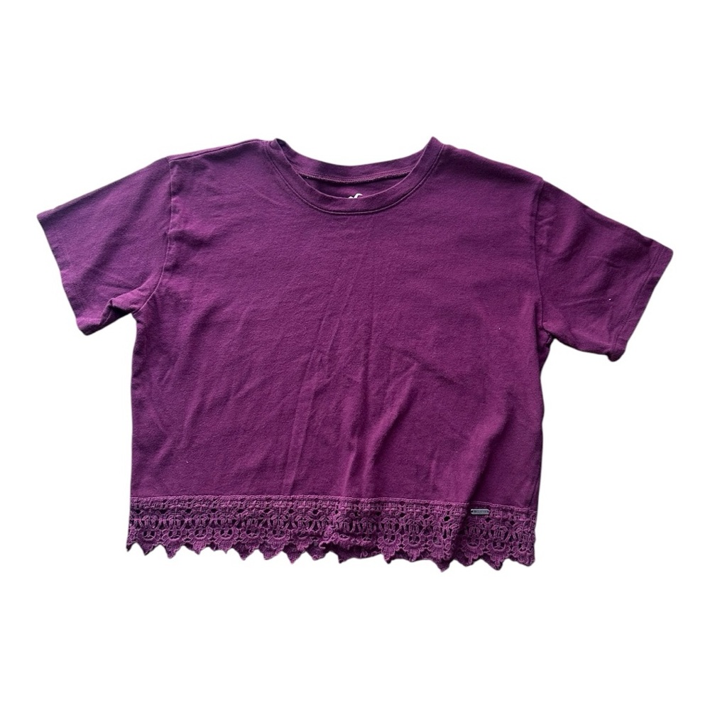 Hollister Maroon crop top‎ embroidered bottom size XS Y2K